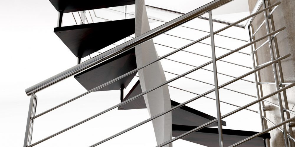 Spiral Staircase Jamar Tendillar Q, Steel Helical Structure, Stainless steel JR5 Railing.