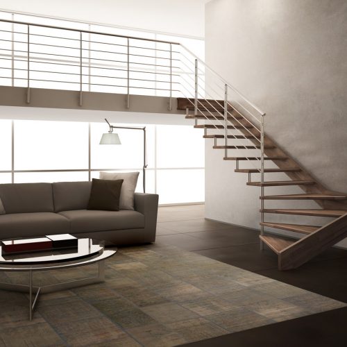 Wooden staircase Jamar Lumber JR5, Stainless steel Railing Malta,